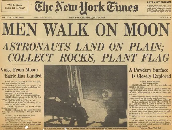 Photograph of a New York Times newsstand with OCR boxes drawn over the headlines