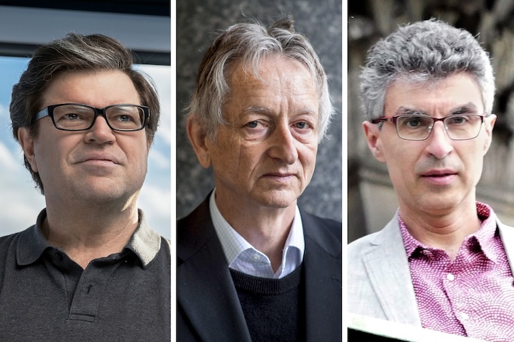 Group photo of three Turing Award laureates with ViTPose keypoints overlaid